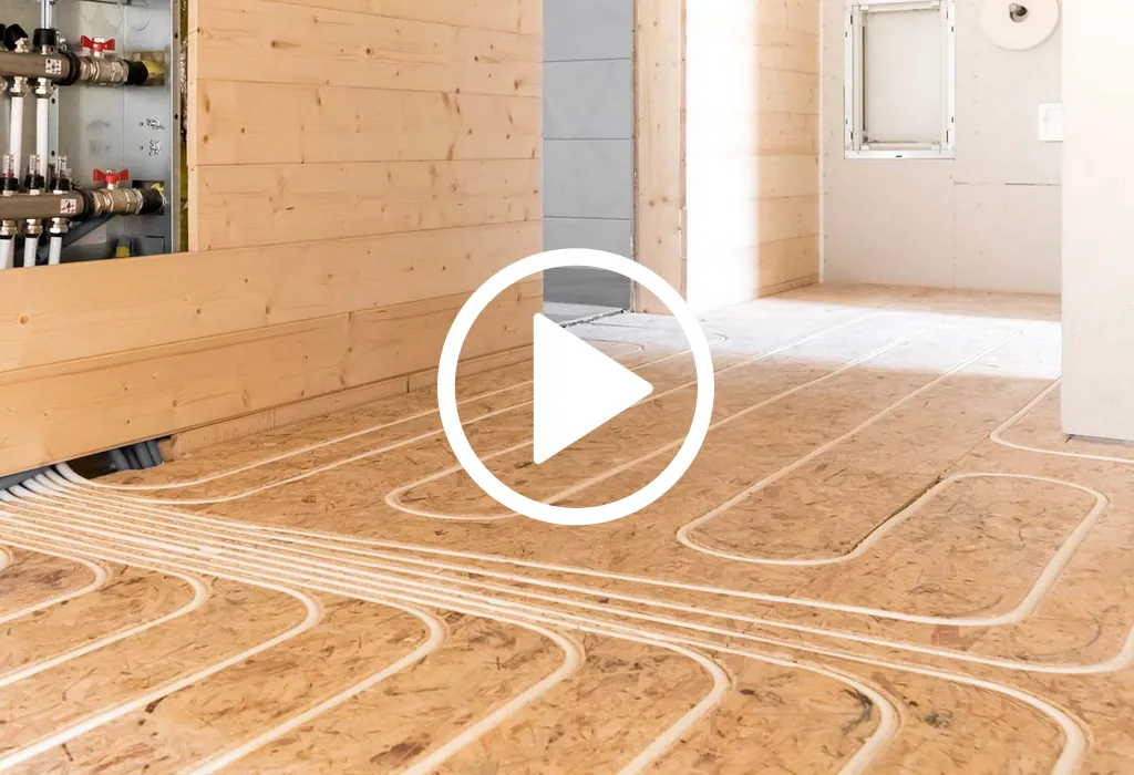 Voir la vidéo de présentation du plancher chauffant fraisé dans l’OSB